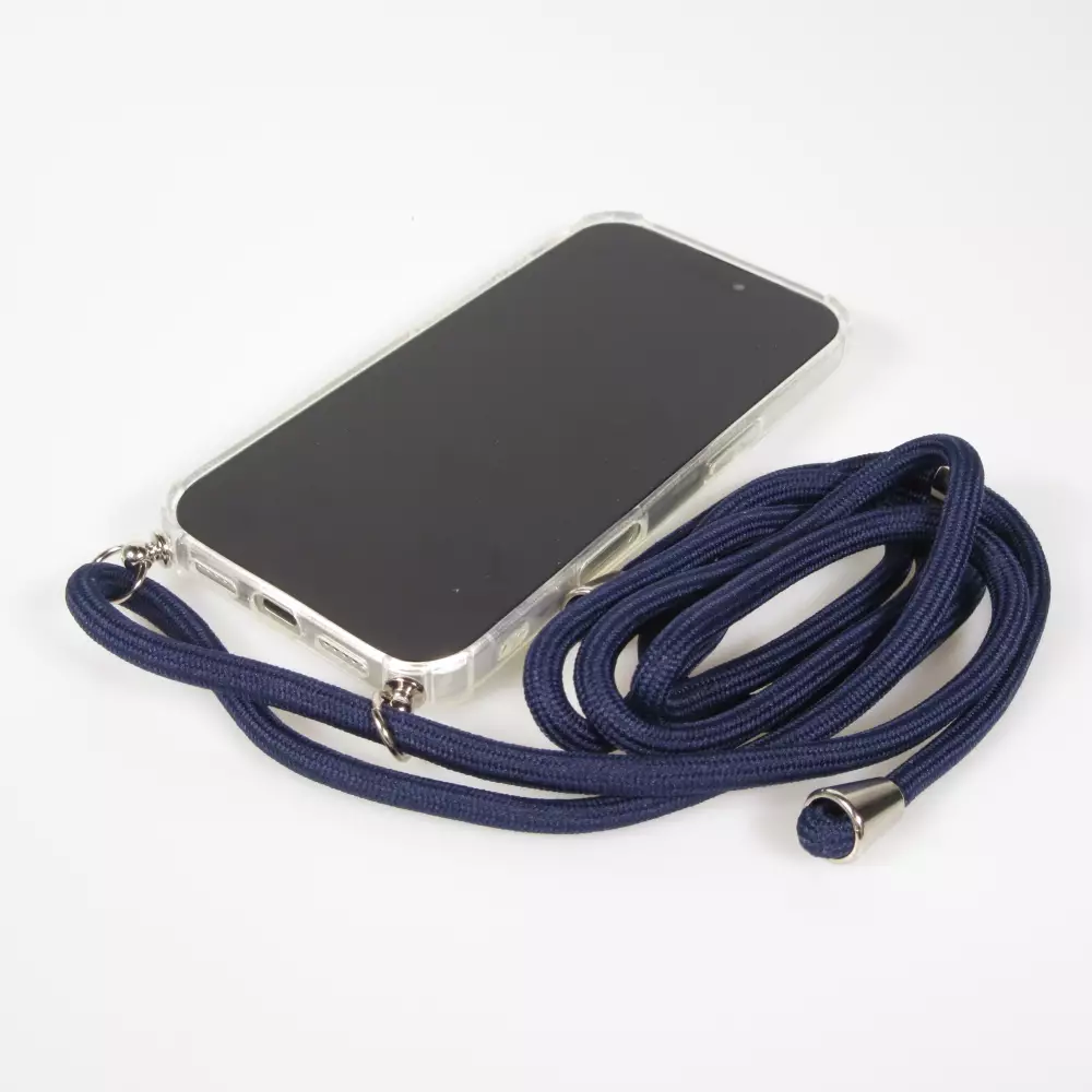 Coque iPhone Air - Gel transparent avec lacet - Bleu