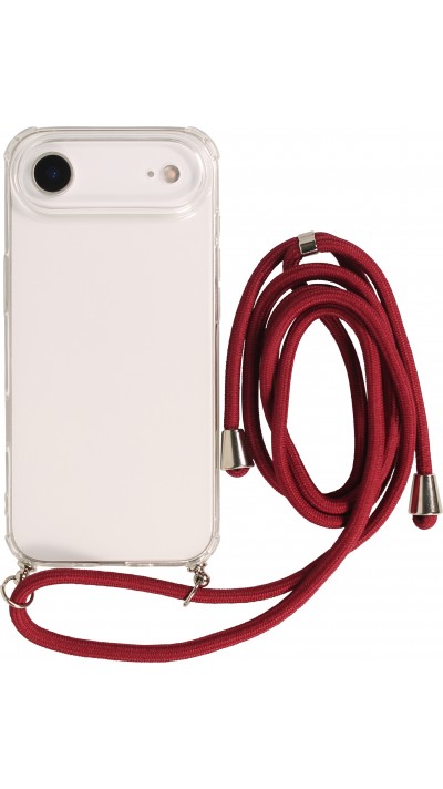 Coque iPhone Air - Gel transparent avec lacet - Rouge