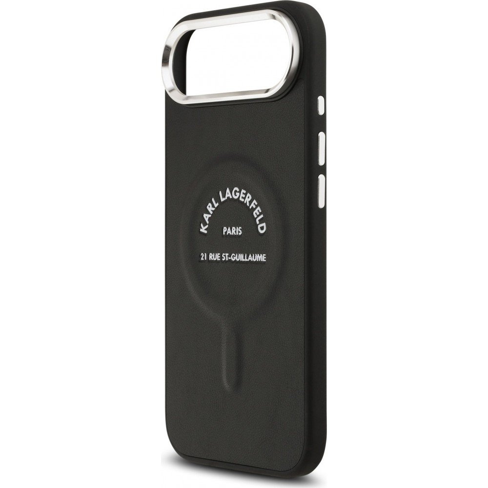 Coque iPhone Air - Karl Lagerfeld PU RSG Logo MagSafe élégante et protectrice - Noir