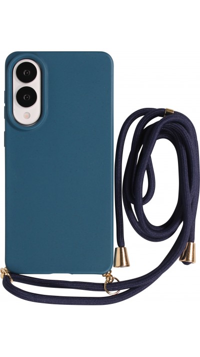 Samsung Galaxy S25 Edge Case Hülle - Bio Eco-Friendly Vegan mit Handykette Necklace blau