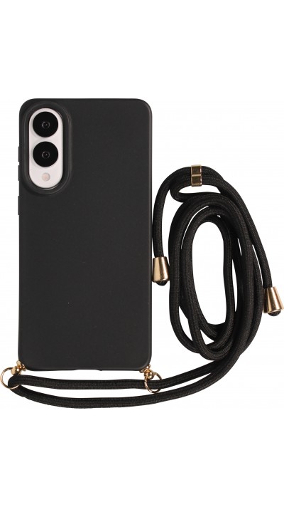 Samsung Galaxy S25 Edge Case Hülle - Bio Eco-Friendly Vegan mit Handykette Necklace - Schwarz