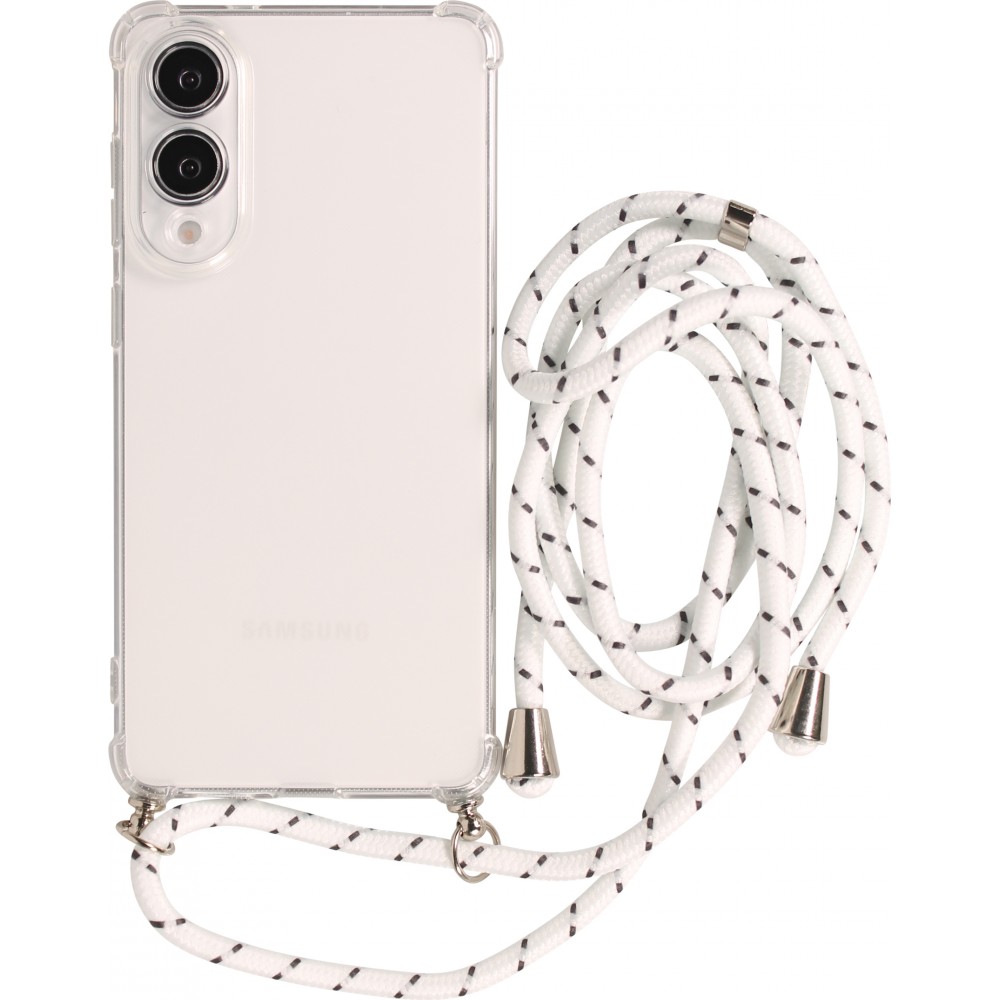 Coque Samsung Galaxy S25 Edge - Gel transparent avec lacet - Blanc tacheté