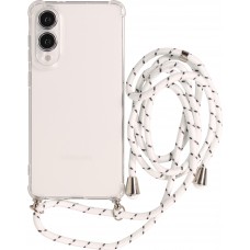 Coque Samsung Galaxy S25 Edge - Gel transparent avec lacet - Blanc tacheté