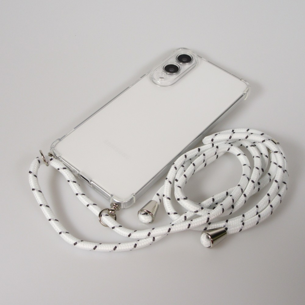 Coque Samsung Galaxy S25 Edge - Gel transparent avec lacet - Blanc tacheté