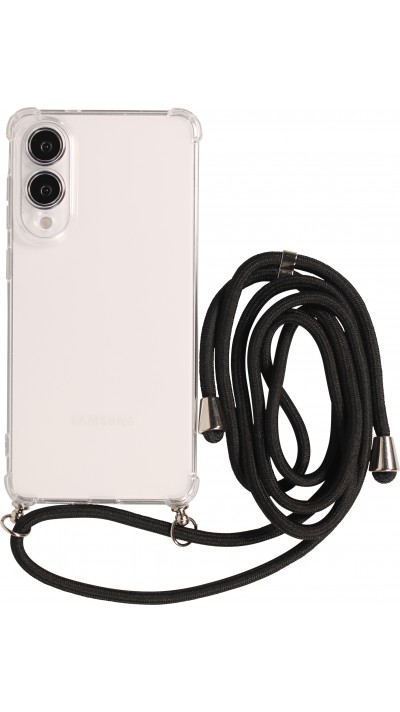 Hülle Samsung Galaxy S25 Edge - Gummi transparent mit Seil - Schwarz