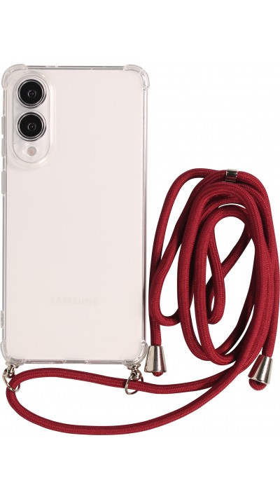 Coque Samsung Galaxy S25 Edge - Gel transparent avec lacet - Rouge