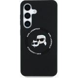 Coque Samsung Galaxy S25 - Karl Lagerfeld Liquid en silicone avec design Karl et Choupette compatible MagSafe - Noir