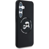 Coque Samsung Galaxy S25 - Karl Lagerfeld Liquid en silicone avec design Karl et Choupette compatible MagSafe - Noir