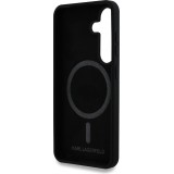 Coque Samsung Galaxy S25 - Karl Lagerfeld Liquid en silicone avec design Karl et Choupette compatible MagSafe - Noir