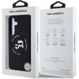 Coque Samsung Galaxy S25 - Karl Lagerfeld Liquid en silicone avec design Karl et Choupette compatible MagSafe - Noir