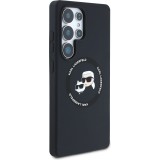 Galaxy S25 Ultra Case H&uuml;lle - Karl Lagerfeld Silikonh&uuml;lle mit Karl und Choupette Design, MagSafe-kompatibel - Schwarz