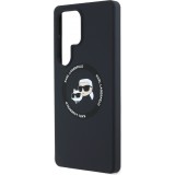 Galaxy S25 Ultra Case H&uuml;lle - Karl Lagerfeld Silikonh&uuml;lle mit Karl und Choupette Design, MagSafe-kompatibel - Schwarz