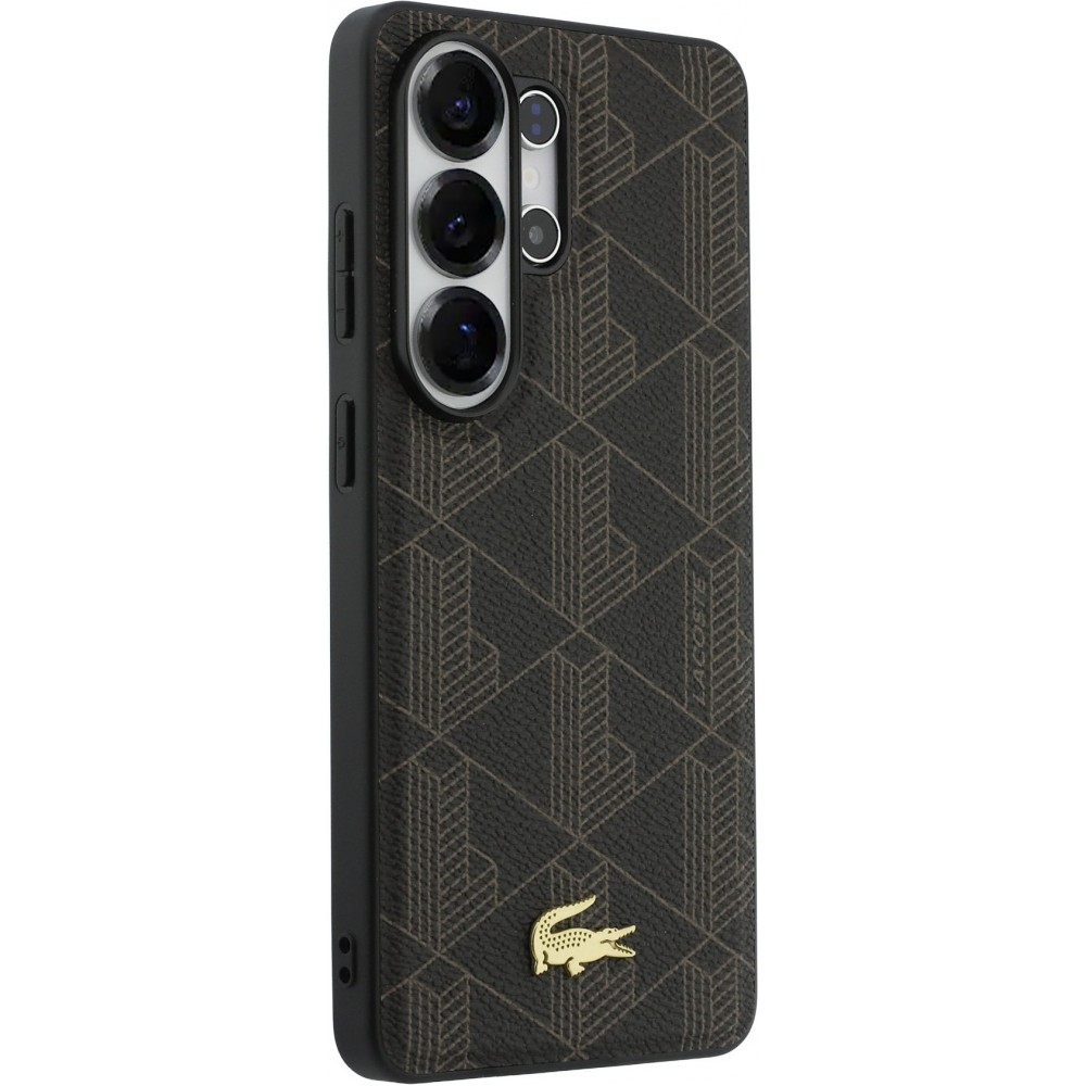 Coque Samsung Galaxy S26 Ultra - Lacoste PVC Blend Monogramme magn&eacute;tique &eacute;l&eacute;gante et durable - Brun