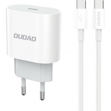 Dudao A14C chargeur mural USB-C PD 20W avec c&acirc;ble (1m USB-C) - Blanc