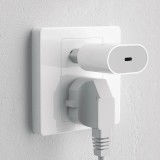 Dudao A14C chargeur mural USB-C PD 20W avec c&acirc;ble (1m USB-C) - Blanc