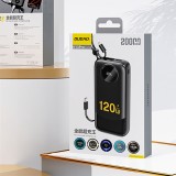 Dudao K13Pro batterie externe 20000mAh avec c&acirc;bles int&eacute;gr&eacute;s Powerbank portable - Noir