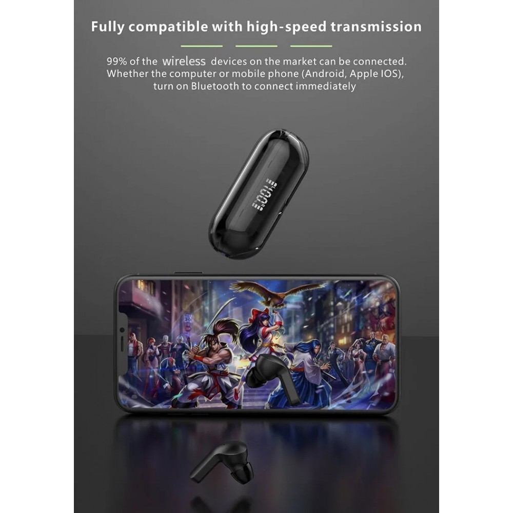 &Eacute;couteurs Bluetooth F80 Q26 Pro TWS avec &eacute;cran LED autonomie longue pour sport et jeu - Vert