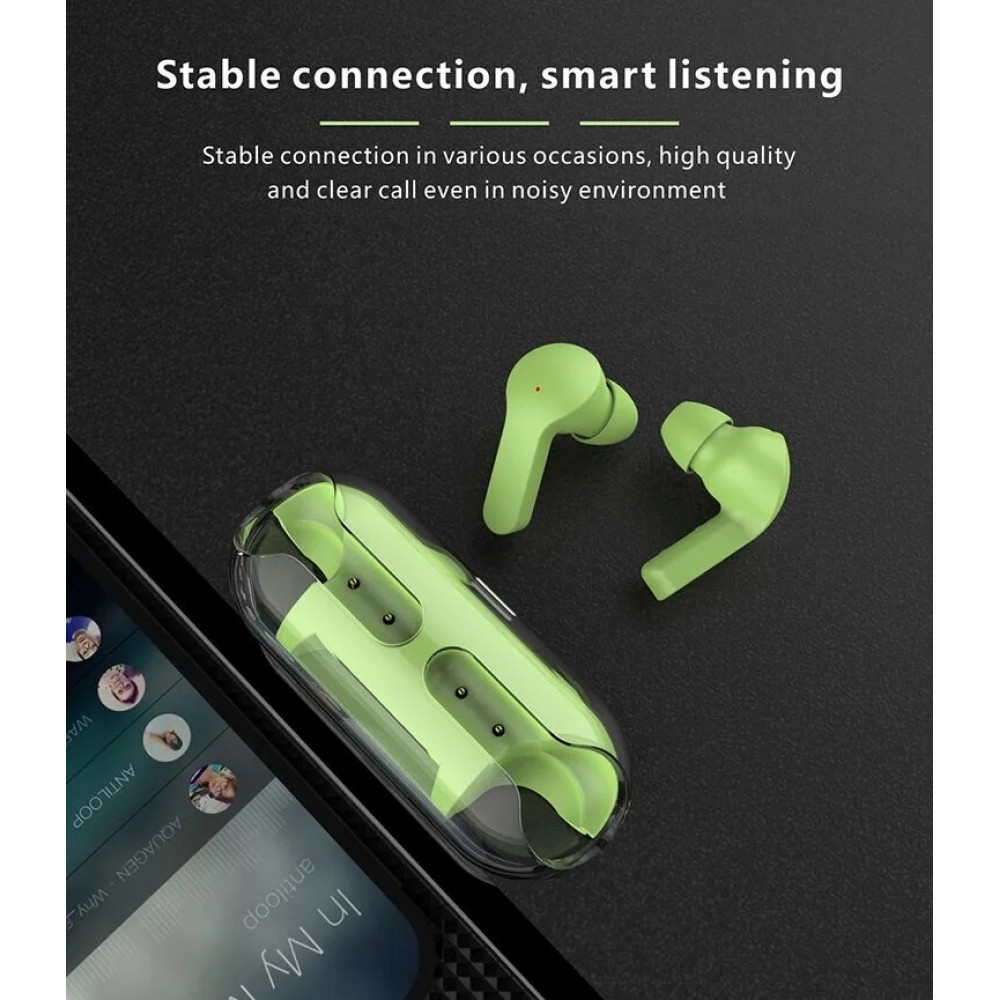 &Eacute;couteurs Bluetooth F80 Q26 Pro TWS avec &eacute;cran LED autonomie longue pour sport et jeu - Vert