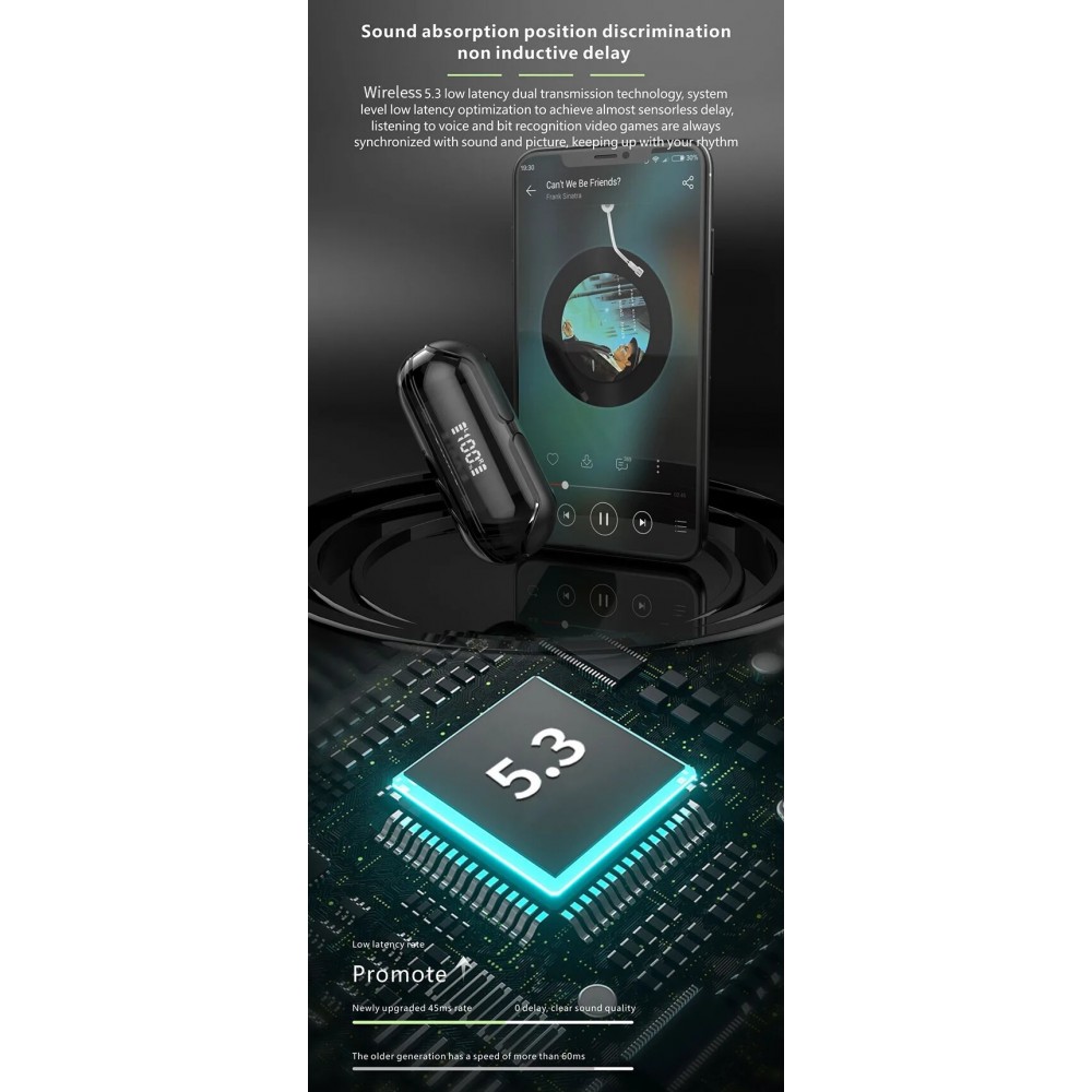 &Eacute;couteurs Bluetooth F80 Q26 Pro TWS avec &eacute;cran LED autonomie longue pour sport et jeu - Vert