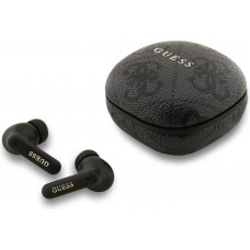 Bluetooth Kopfh&ouml;rer Guess PU 4G Script Logo ENC TWS mit Sprachassistent und 16h Akkulaufzeit - Schwarz