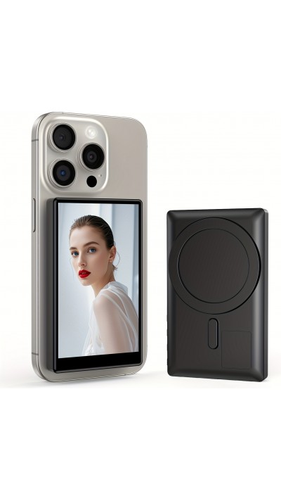 Vlogging- und Selfie-Bildschirm (4 Zoll) f&uuml;r Smartphone mit wiederaufladbarem MagSafe-Akku - Schwarz