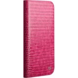 Fourre iPhone 17 Air - Flip Croco Qialino cuir véritable - Rose