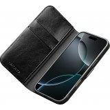 Fourre iPhone 17 Air - Flip Qialino cuir véritable avec fermeture magnétique - Noir