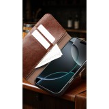 Fourre iPhone 17 Air - Flip Qialino cuir véritable avec fermeture magnétique - Noir
