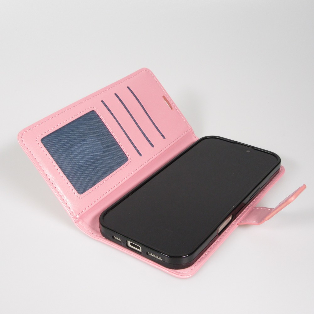 Hülle iPhone Air - Premium Flip Leder Tasche - Hellrosa
