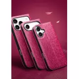 Fourre iPhone 17 - Flip Croco Qialino cuir véritable - Rose