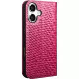 Fourre iPhone 17 - Flip Croco Qialino cuir véritable - Rose