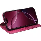 Fourre iPhone 17 - Flip Croco Qialino cuir véritable - Rose