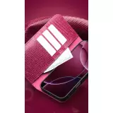 Fourre iPhone 17 - Flip Croco Qialino cuir véritable - Rose