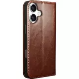 Fourre iPhone 17 - Flip Qialino Classic Wallet cuir véritable - Brun foncé