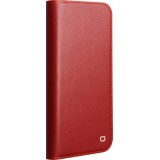Fourre iPhone 17 - Flip Qialino Matt Wallet cuir véritable - Rouge