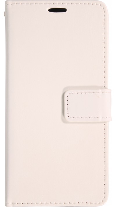 Fourre iPhone 17 - Premium Flip cuir lisse porte-cartes - Blanc
