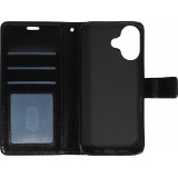 Fourre iPhone 17 - Premium Flip cuir lisse porte-cartes - Noir