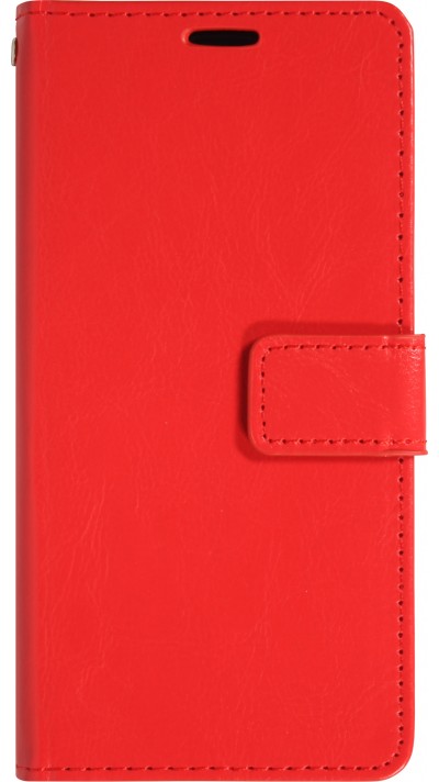 Fourre iPhone 17 - Premium Flip cuir lisse porte-cartes - Rouge