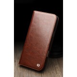 iPhone 17 Pro Max Case Hülle - Qialino Flip Classic Wallet Echtleder - Braun
