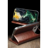 iPhone 17 Pro Case Hülle - Qialino Flip Classic Wallet Echtleder - Hellbraun