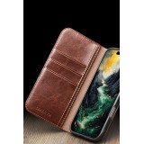 Fourre iPhone 17 Pro Max - Flip Qialino Classic Wallet cuir véritable - Noir
