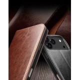 Fourre iPhone 17 Pro Max - Flip Qialino Classic Wallet cuir véritable - Noir