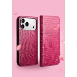 Fourre iPhone 17 Pro Max - Flip Croco Qialino cuir véritable - Rose