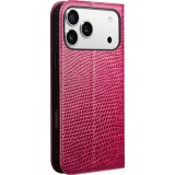 Fourre iPhone 17 Pro Max - Flip Croco Qialino cuir véritable - Rose