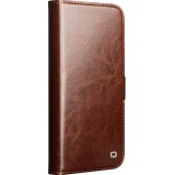 Fourre iPhone 17 Pro Max - Flip Qialino cuir véritable avec fermeture magnétique - Brun