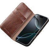 Fourre iPhone 17 Pro Max - Flip Qialino cuir véritable avec fermeture magnétique - Brun