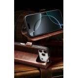 Fourre iPhone 17 Pro Max - Flip Qialino cuir véritable avec fermeture magnétique - Brun