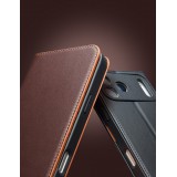 iPhone 17 Pro Max Case Hülle - Qialino Flip Matt Wallet Echtleder - Schwarz