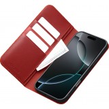 iPhone 17 Pro Max Case Hülle - Qialino Flip Matt Wallet Echtleder - Rot