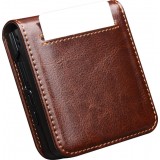 Fourre Samsung Galaxy Z Flip7 - Flip Qialino cuir véritable avec fermeture magnétique - Brun foncé